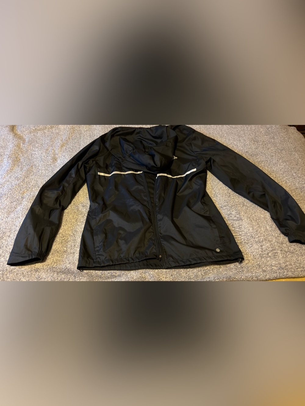 adidas Black Hooded Windbreaker with Reflective Stripe